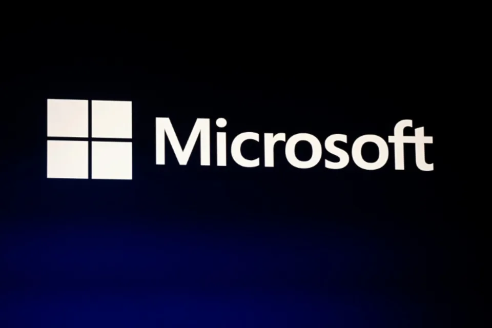 Microsoft corporate signage as the company opens a voluntary departure program affecting gaming division staff. Credit: Microsoft / AFP via Yahoo.