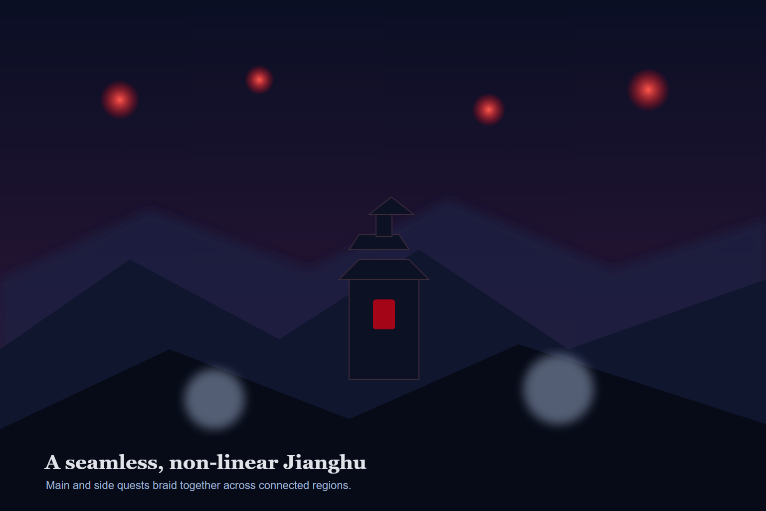 Phantom Blade Zero semi-open Jianghu world with steam pagodas and lanterns