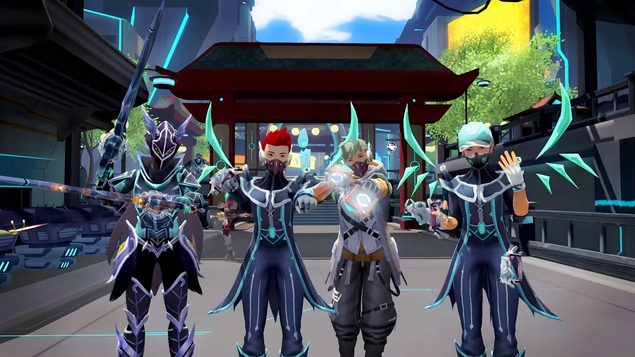 Zenith The Last City screenshot of players flying through the open world